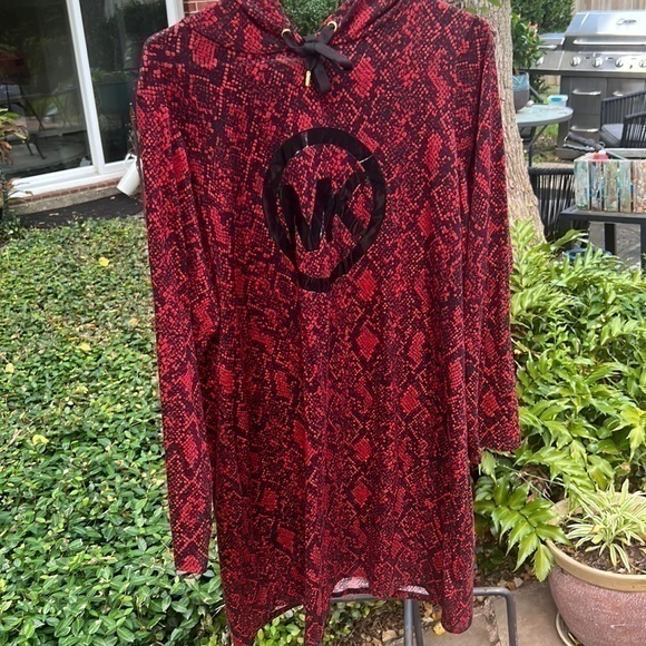 Nwot Michael Micheal Kors Snakeskin Print Dress With Hood